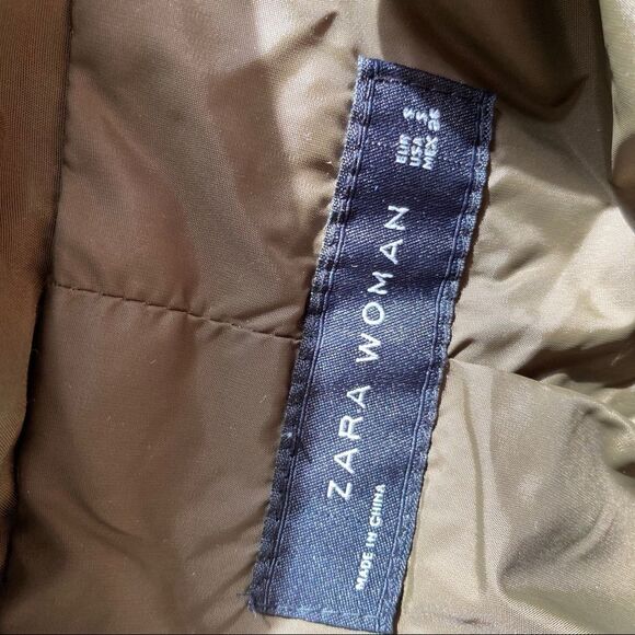 ZARA brown faux fur  hooded parka coat size S - Picture 8 of 8